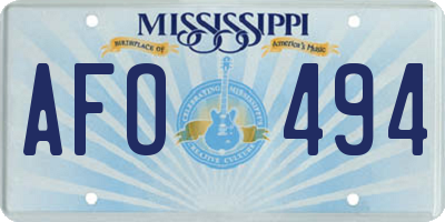 MS license plate AFO494
