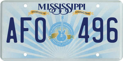 MS license plate AFO496