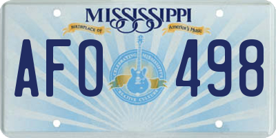 MS license plate AFO498