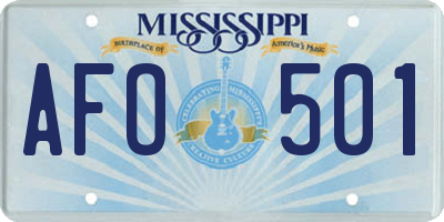 MS license plate AFO501