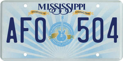 MS license plate AFO504