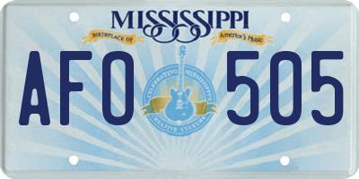 MS license plate AFO505