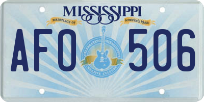 MS license plate AFO506