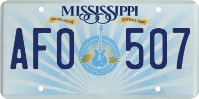 MS license plate AFO507