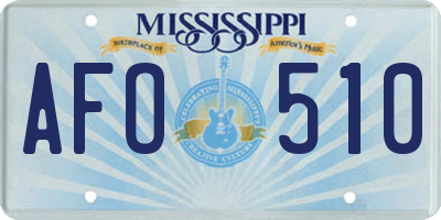 MS license plate AFO510