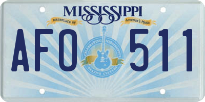MS license plate AFO511