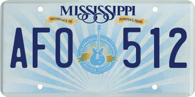MS license plate AFO512