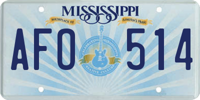 MS license plate AFO514
