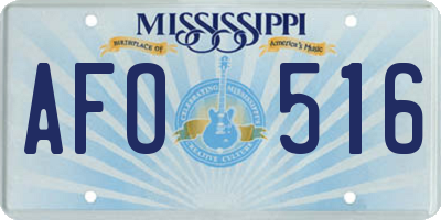 MS license plate AFO516