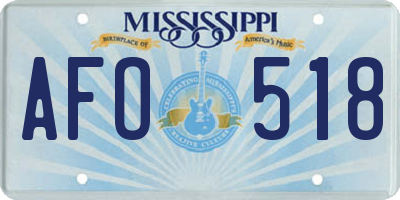 MS license plate AFO518