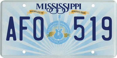 MS license plate AFO519