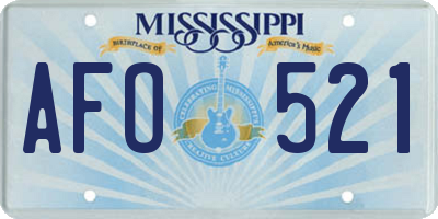 MS license plate AFO521