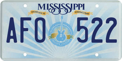 MS license plate AFO522