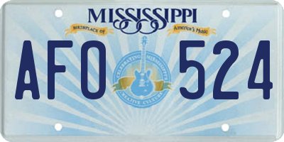 MS license plate AFO524