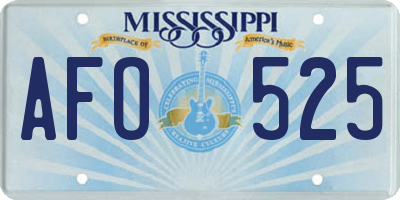 MS license plate AFO525