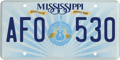 MS license plate AFO530