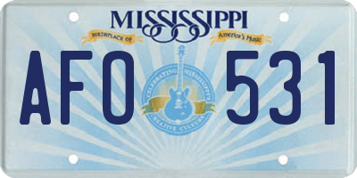 MS license plate AFO531