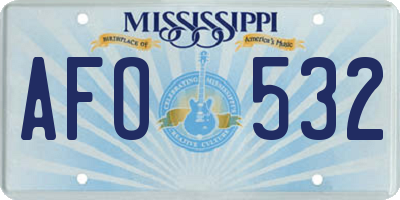 MS license plate AFO532