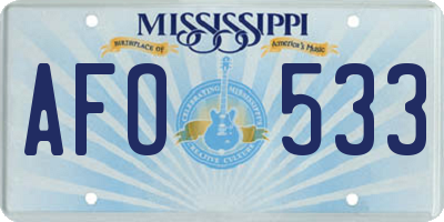 MS license plate AFO533