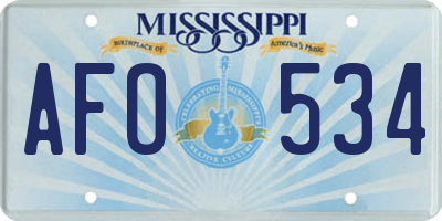 MS license plate AFO534