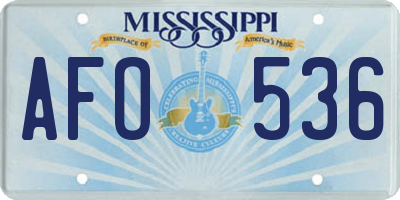 MS license plate AFO536