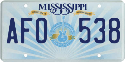 MS license plate AFO538