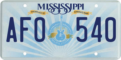 MS license plate AFO540