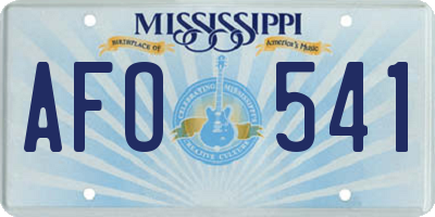 MS license plate AFO541