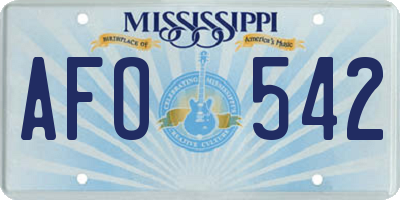 MS license plate AFO542