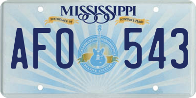 MS license plate AFO543