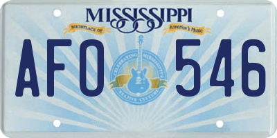 MS license plate AFO546