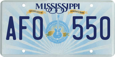 MS license plate AFO550