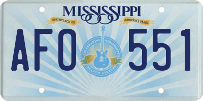 MS license plate AFO551