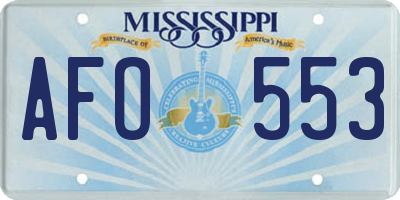 MS license plate AFO553