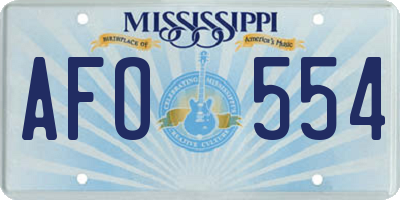 MS license plate AFO554