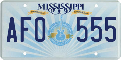 MS license plate AFO555