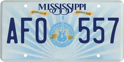 MS license plate AFO557