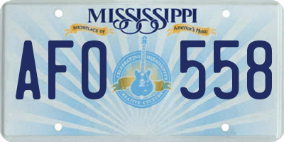 MS license plate AFO558