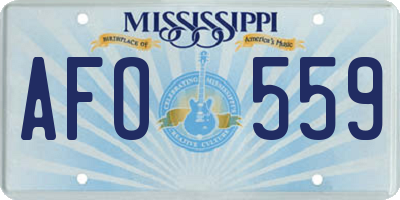 MS license plate AFO559