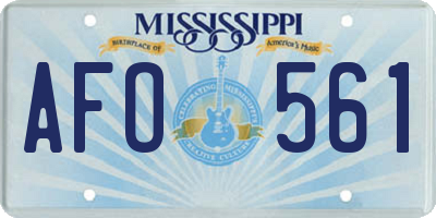 MS license plate AFO561