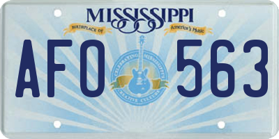 MS license plate AFO563