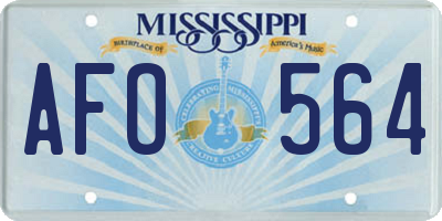 MS license plate AFO564