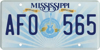 MS license plate AFO565