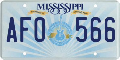 MS license plate AFO566