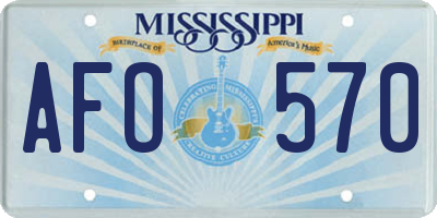 MS license plate AFO570