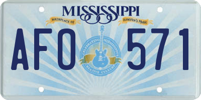 MS license plate AFO571
