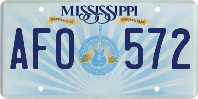 MS license plate AFO572