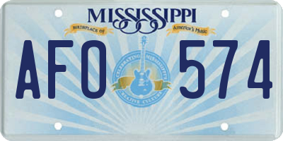 MS license plate AFO574