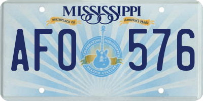 MS license plate AFO576