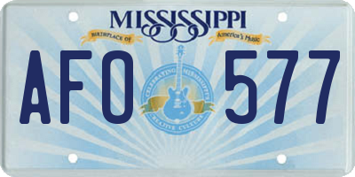 MS license plate AFO577